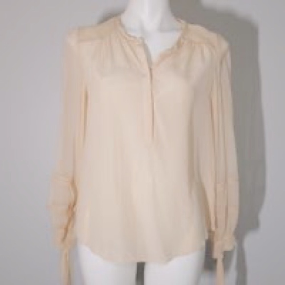 REBECCA TAYLOR 100% Silk Blouse 10 Blush Beige